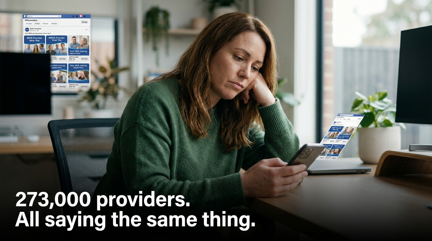 ** NDIS provider marketing ads looking identical with same stock photos and messaging